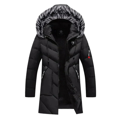 Herren Winterparka Lang Flauschig Kapuze Design