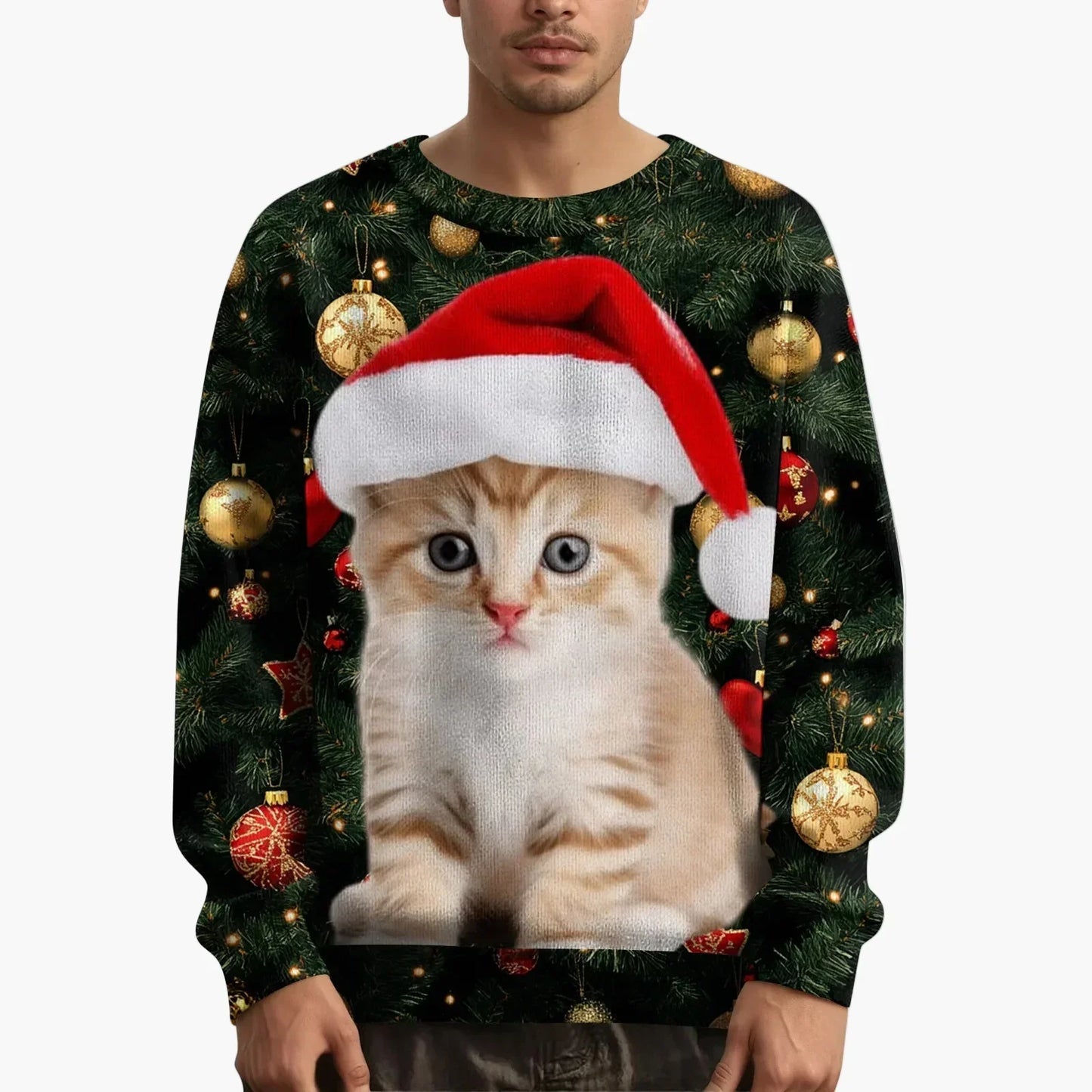 Weihnachtspullover Katzenmotiv Festlich