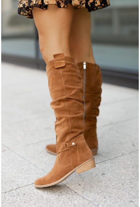 Stilvolle Damenstiefel Retro Kniehoch Bequem