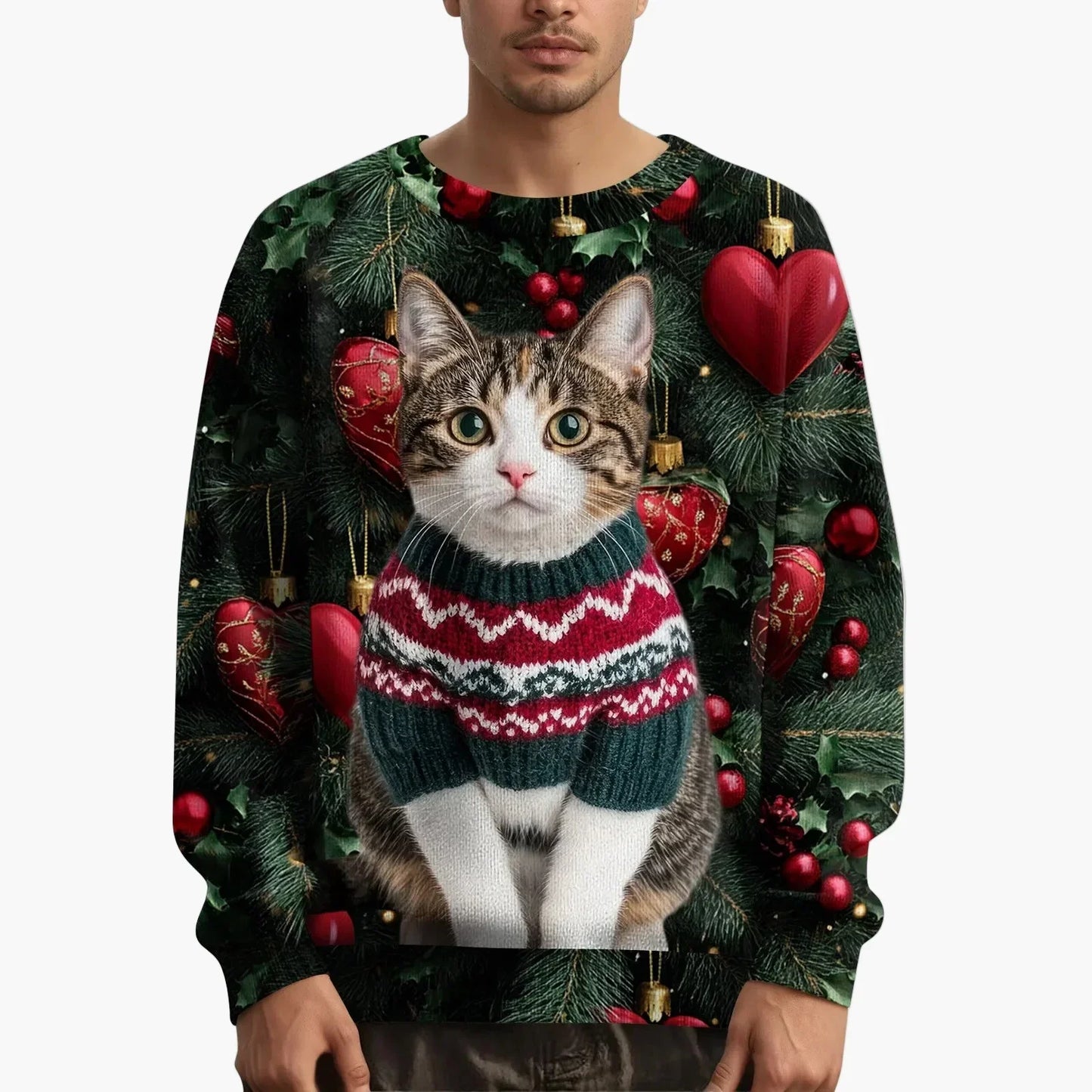Weihnachtspullover Katzenmotiv Festlich