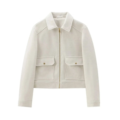 Damen Winterjacke Reißverschluss Wollmix