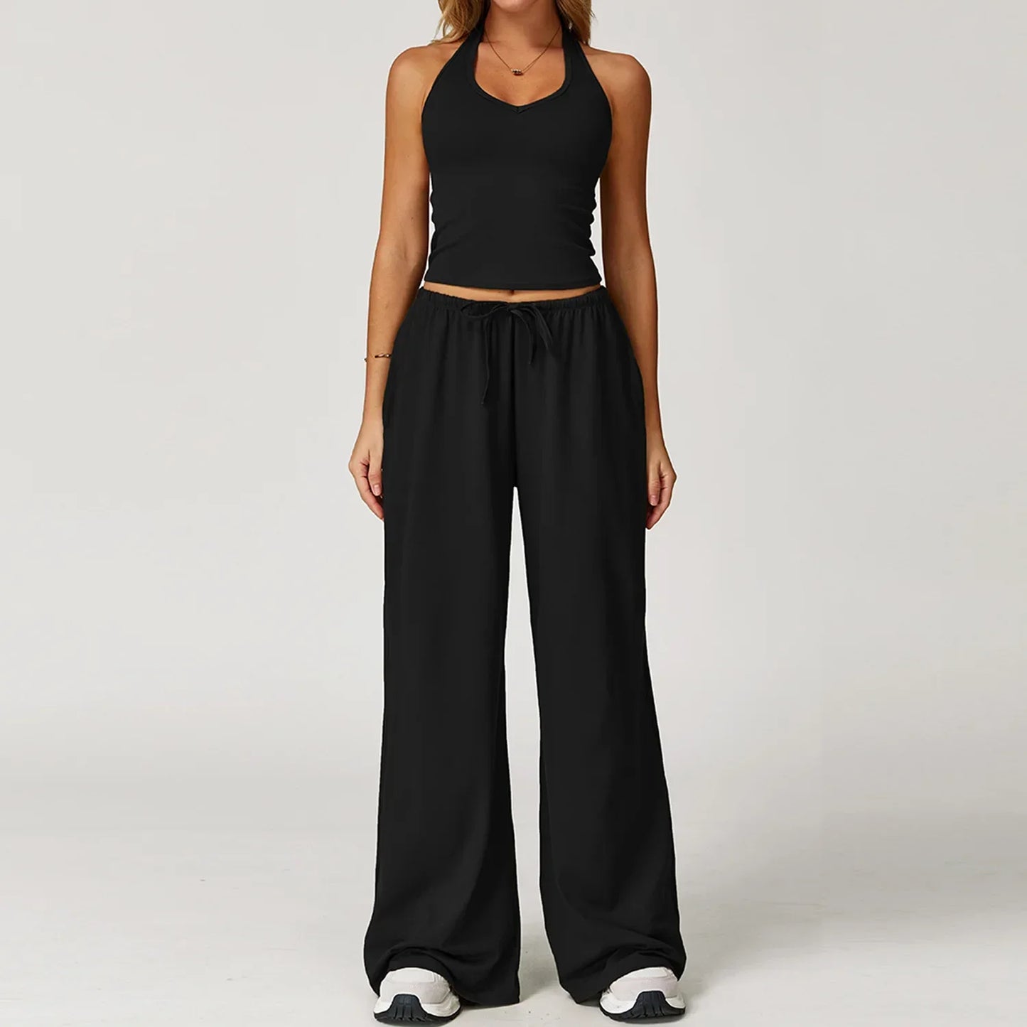 Damen Lounge Set Crop Top Komfort - IdealeKleiden