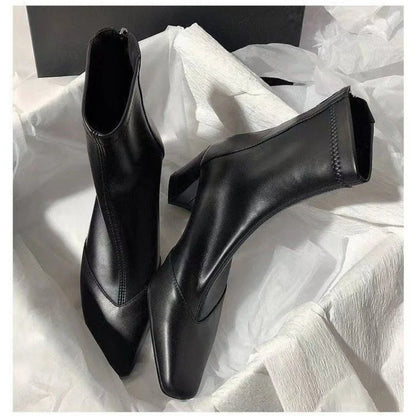 Stilvolle Stiefel Damen High Heels Chunky Spitze