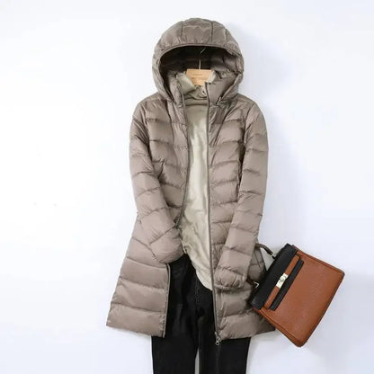 Faltbare Pufferjacke Damen - Isolierte Winterjacke Mit Abnehmbarer Kapuze
