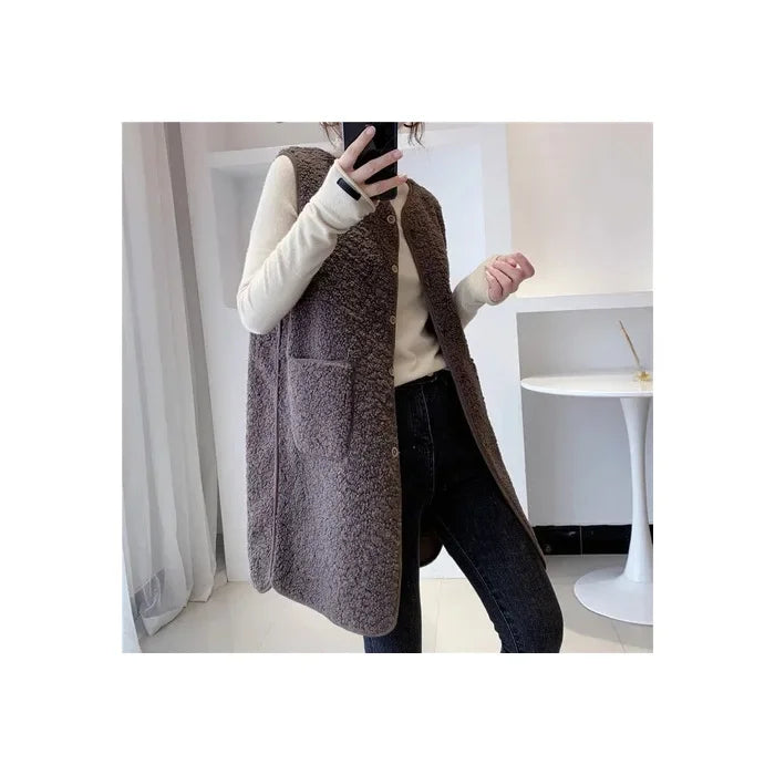 Elegante Wollweste Damen Mit Taschen - IdealeKleiden