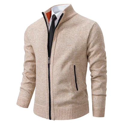 Herren Strickjacke Reißverschluss Modern Stehkragen