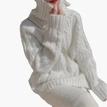 Koreanischer Strickpullover Locker Schnitt Rollkragen
