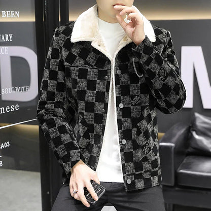 Karierte Cordjacke Herren Trendy