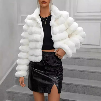 Luxus Kleid | Imitation Pelz Mantel