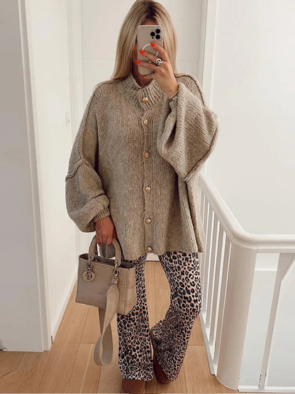 Übergroße Cardigan Frauen Bequem Oversized