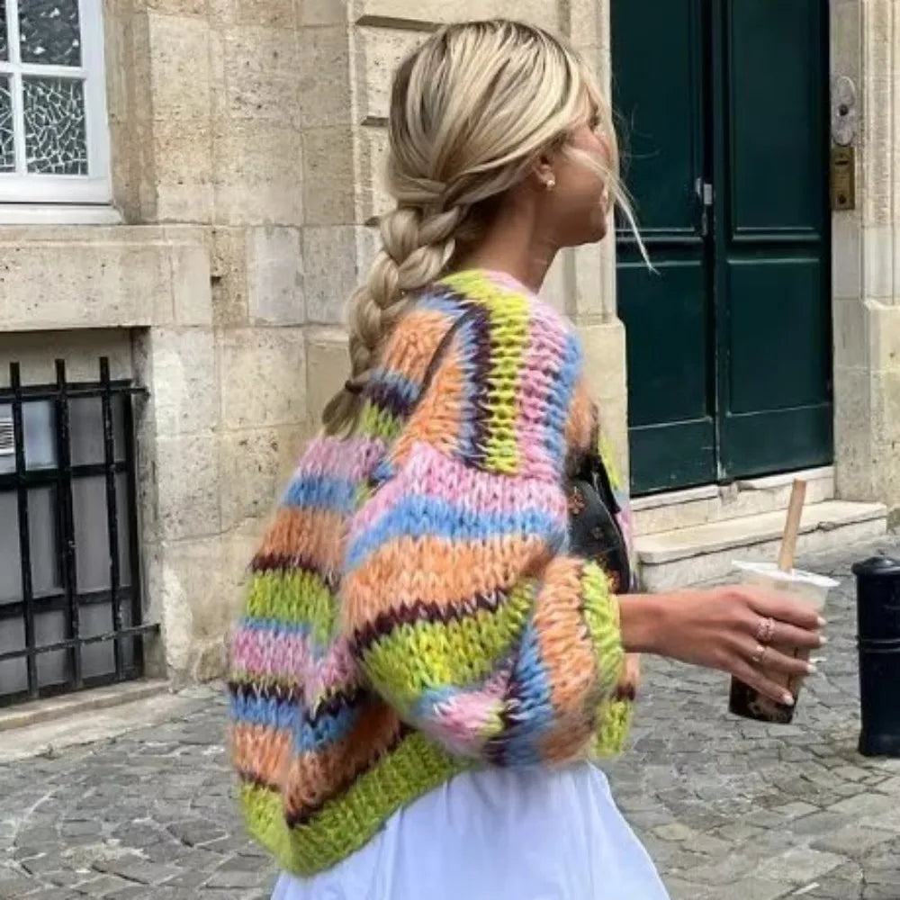 Streifen Pullover Offen Trendy
