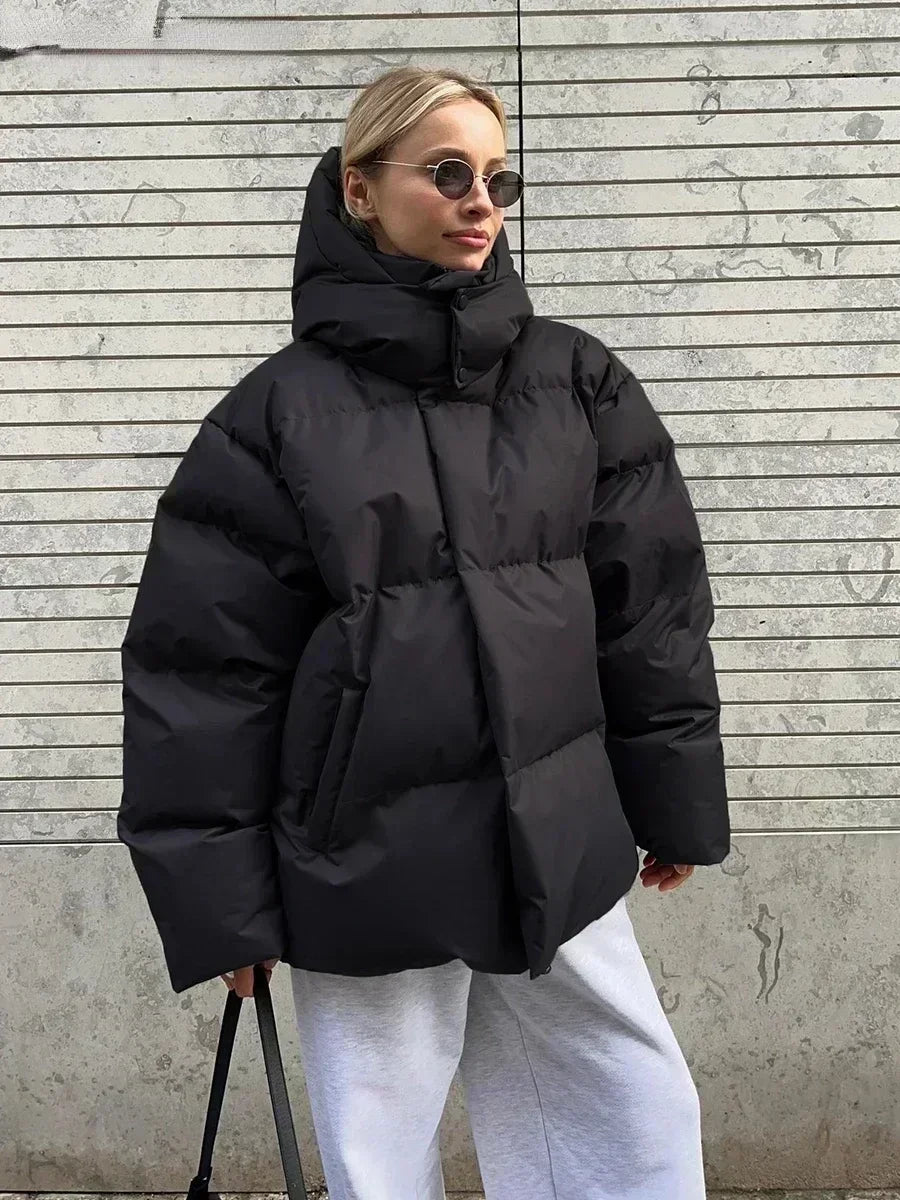 Warme Damen Winterjacke | Steppmantel mit Kapuze & Fleece-Fütterung