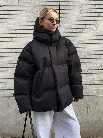 Warme Damen Winterjacke | Steppmantel mit Kapuze & Fleece-Fütterung