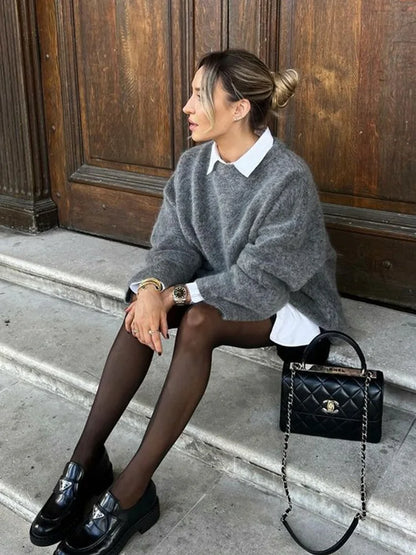 Große Strickpullover Oversize Damenschal