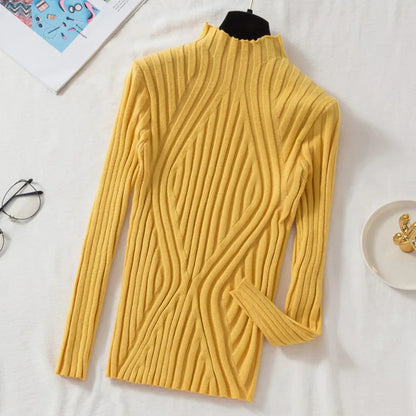 Damen Strickpullover Rollkragen Langärmlig Elegannt