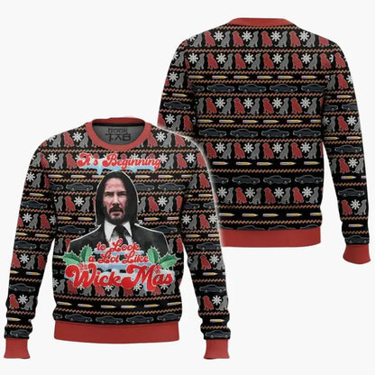 Witziger Weihnachtspullover Lustig Wick-Mas Fan-Design