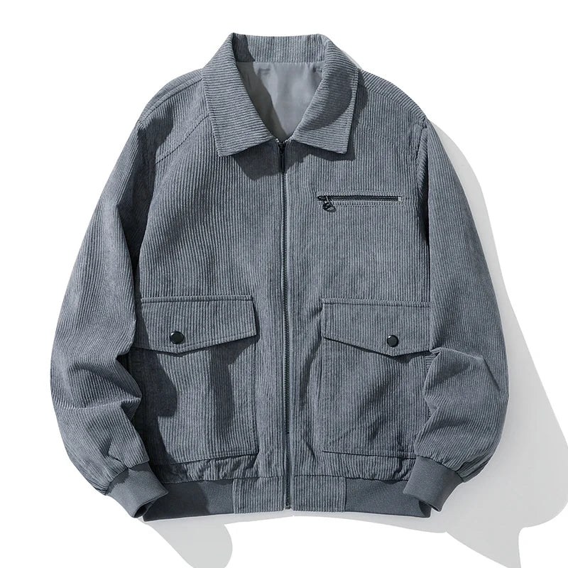 Herren Cordjacke Reißverschluss Vintage Look - IdealeKleiden