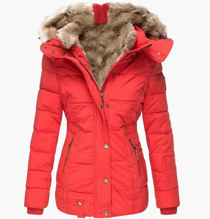 Wintersteppjacke Damen Kapuze Kunstfell Warm