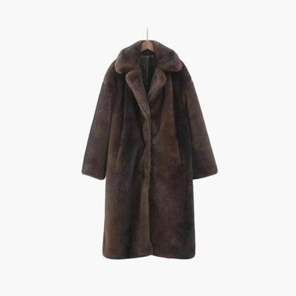 Damen Wintermantel Oversized Kunstfell Lang - IdealeKleiden
