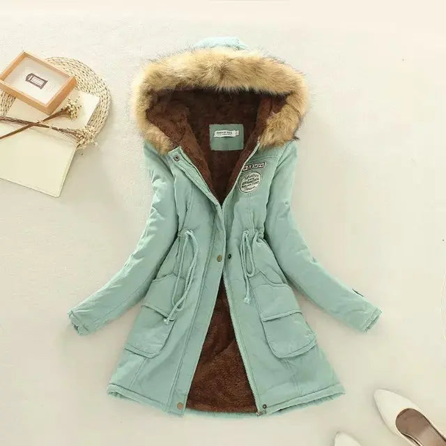 Warme Winterjacke Damen Kapuze Gefüttert