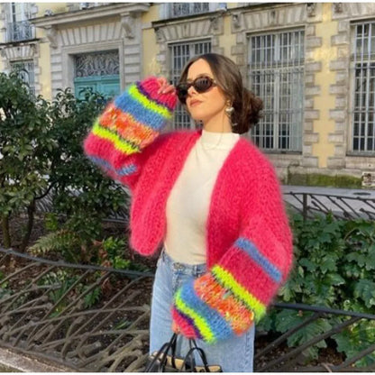Streifen Pullover Offen Trendy