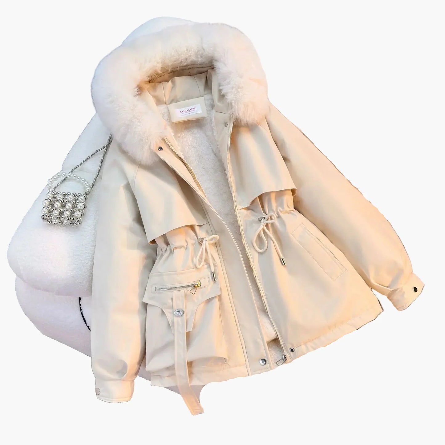Winterjacke Damen Warm Kapuze Kunstpelz