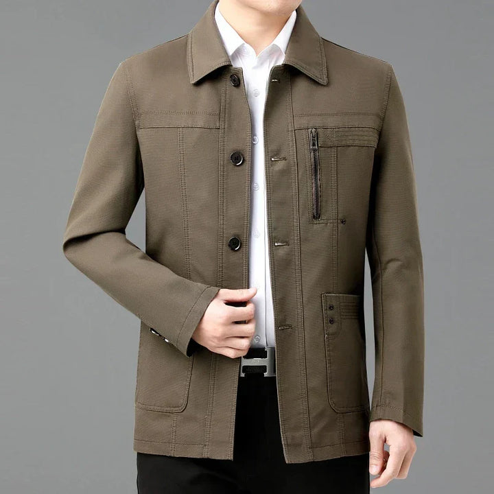 Stylische Lederjacke mit farbigem Innenfutter