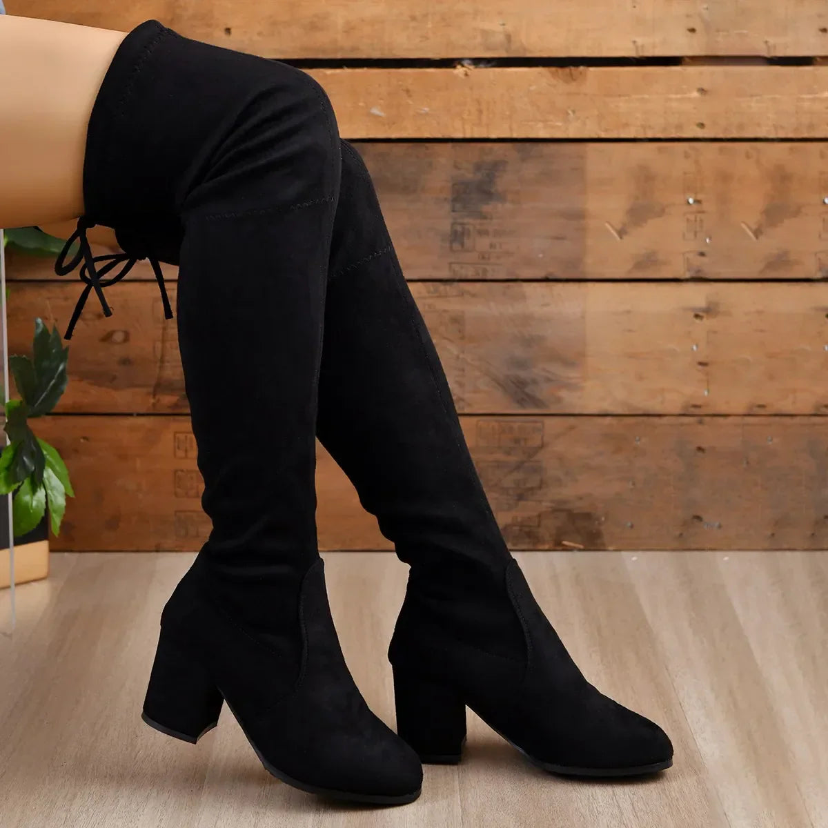 Damen Overknee Stiefel Hoch Hacken - IdealeKleiden
