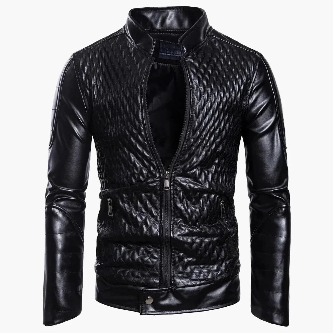 Lederjacke Biker Stil Stehkragen Trendy