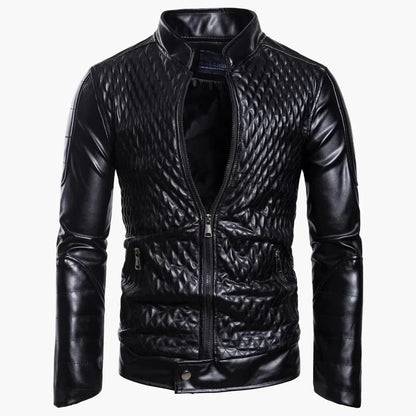 Lederjacke Biker Stil Stehkragen Trendy