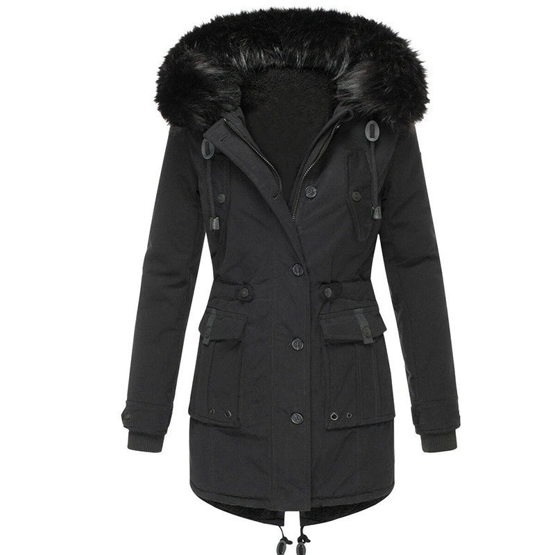 Winterjacke Damen Fellkapuze Warm