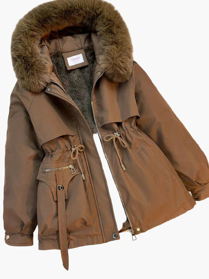 Winterjacke Damen Warm Kapuze Kunstpelz - IdealeKleiden