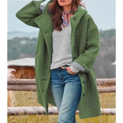 Übergroße Bouclé Jacke mit Knöpfen Oversized