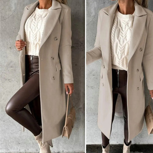 Herbst Mantel Frauen Elegant Lang - IdealeKleiden