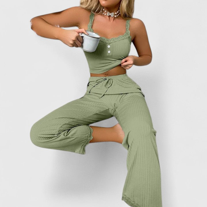 Damen Pyjama-Set Spitze Romantic Nachtwear