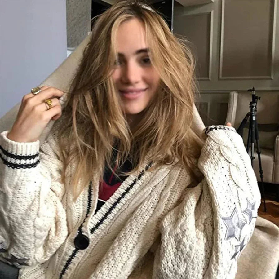 Herbst Cardigan Warm mit Stickerei Design