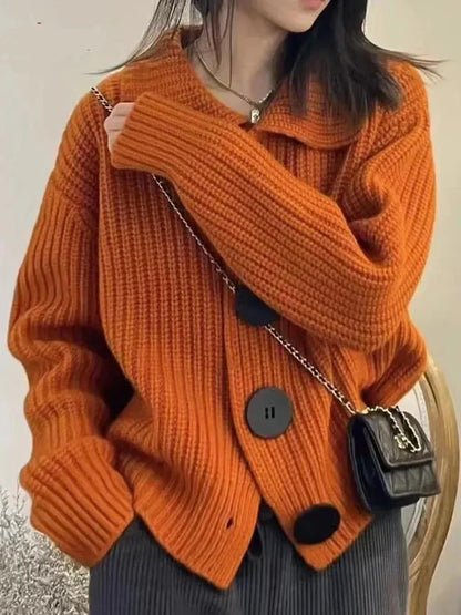 Elegante Strickjacke Damen Knopfverschluss