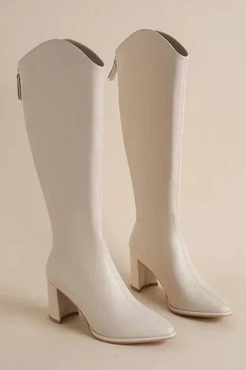 Stilvolle Stiefel Spitze Zehen Midcalf Leder