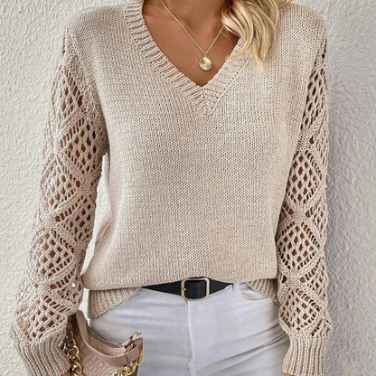 Moderner V-Ausschnitt Pullover Damen