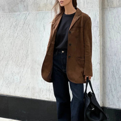 Lederjacke Damen Trendig Wildleder Look