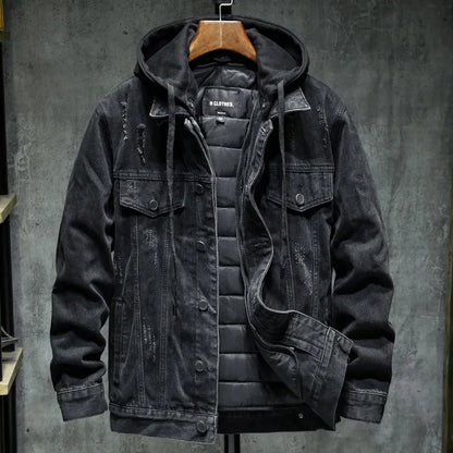 Moderne Jeansjacke Mit Stylisher Kapuze