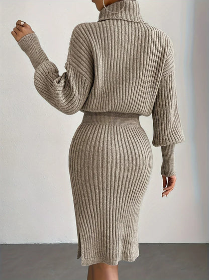 Warmes Strickoberteil und Rock Set Damen - IdealeKleiden