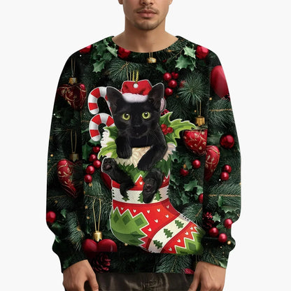 Weihnachtspullover Katzenmotiv Festlich