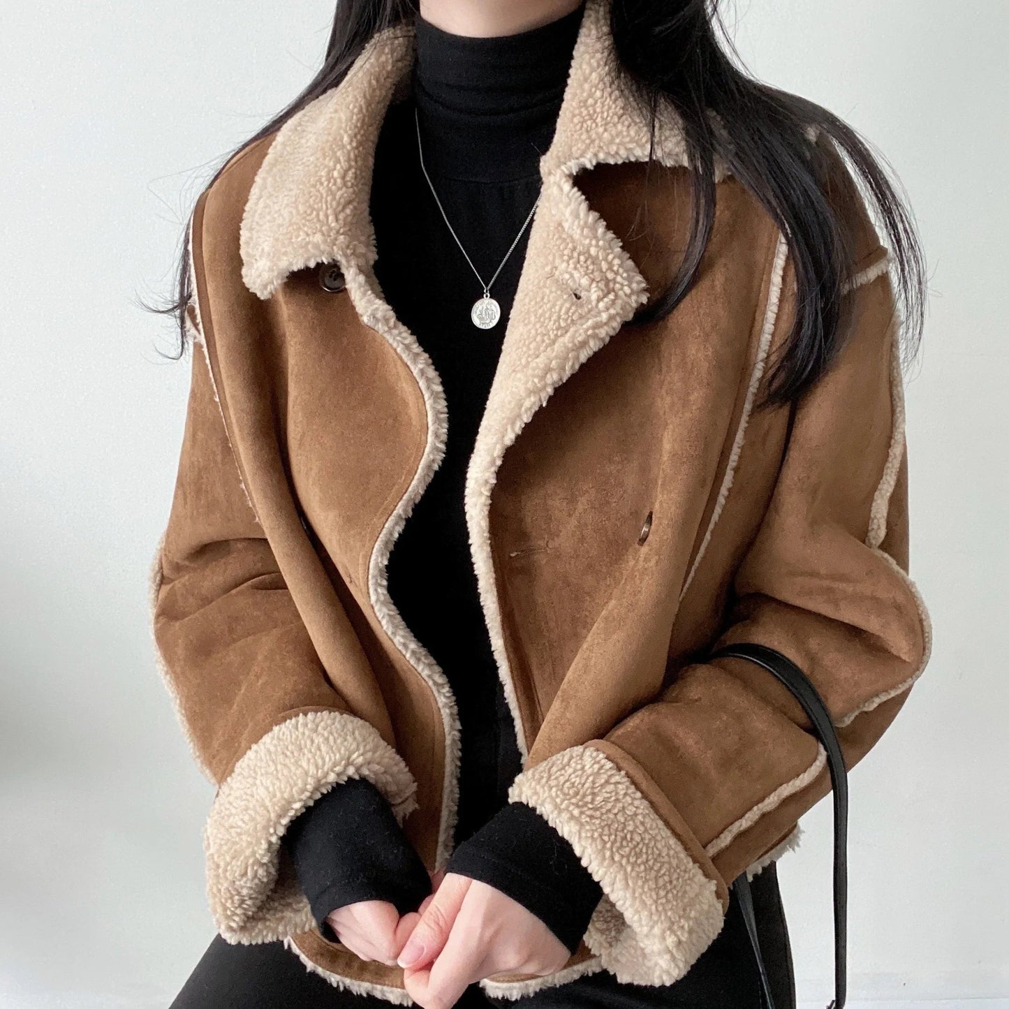 Braune Winterjacke Aviator Stil - Gemütlich & Klassisch