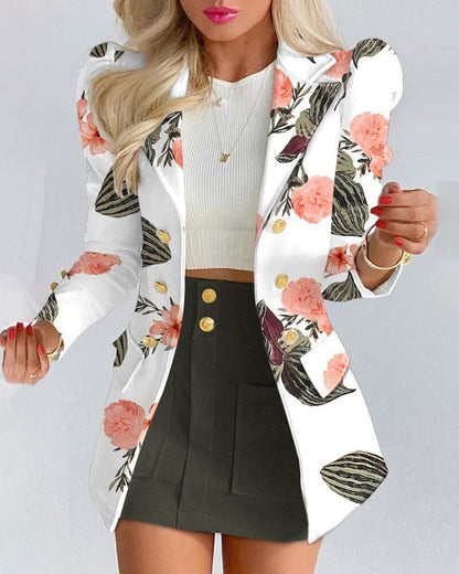 Damen Chic Kariertes Blazer-Rock-Set