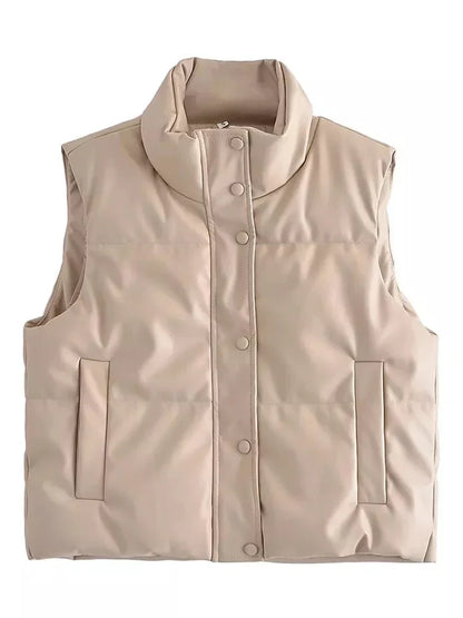 Damen Steppweste Hochkragen Eleganz