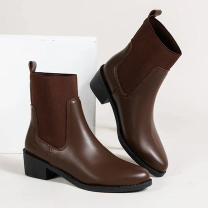 Stylische Chelsea Boots Hocher Absatz Spitze Zehe