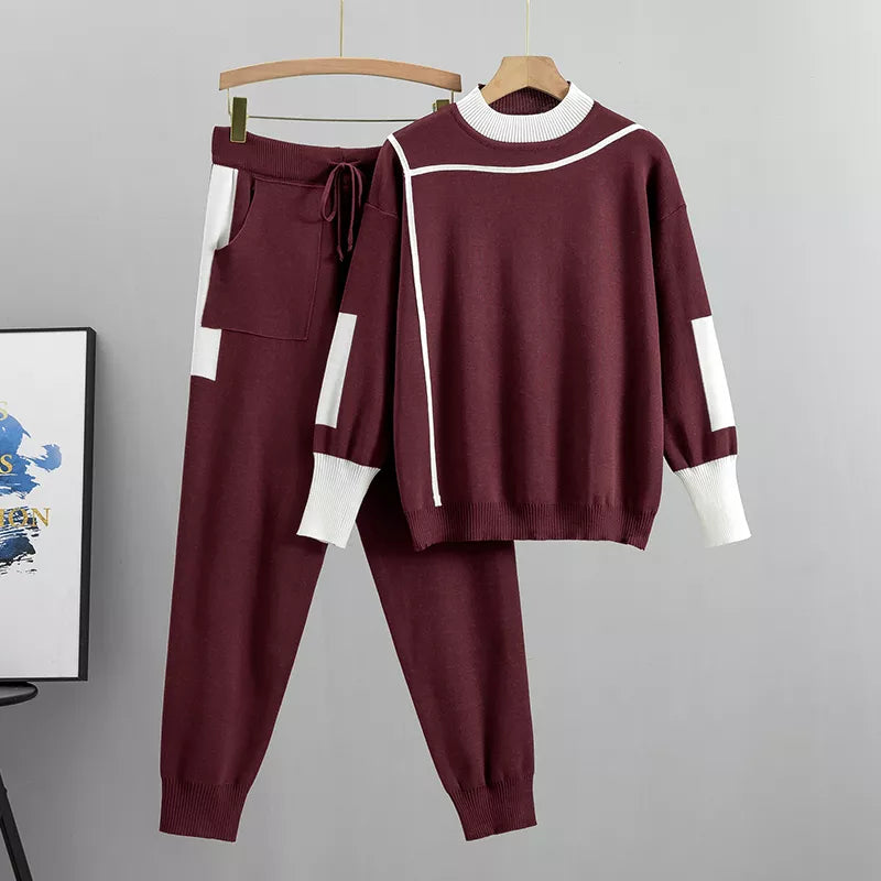 Damen Strick-Set Pullover und Hose Komfort