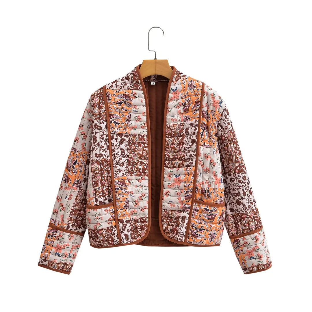 Stylischer Wintermantel Blumenprint Damen