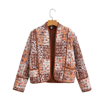 Stylischer Wintermantel Blumenprint Damen